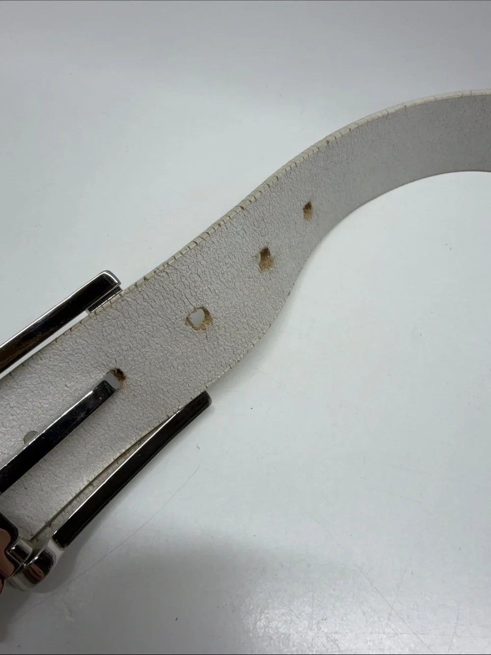 The White Ball Belt Men's Luxury Golf Italian Leather Adjustable White Silver 32